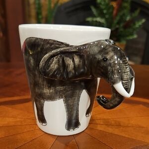 Whimsical 3D Elephant Trunk Handle Mug